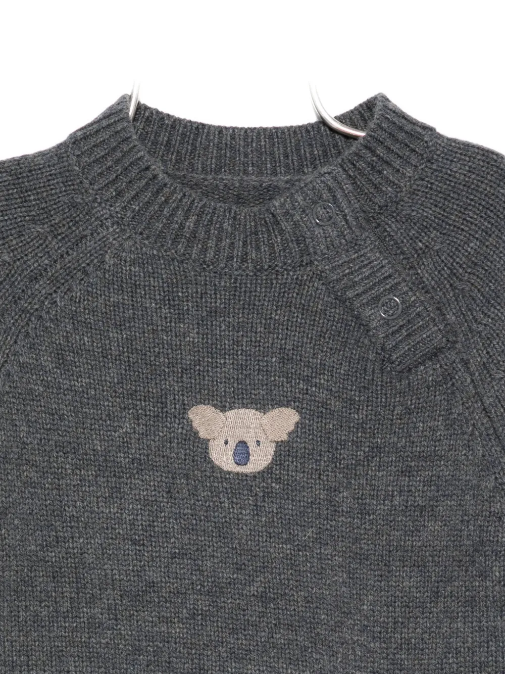 Donsje Koala-embellished Button-placket Sweater In Gray