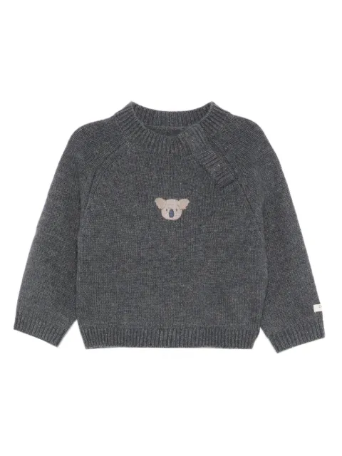Donsje Geknöpfter Pullover mit Koala-Verzierung
