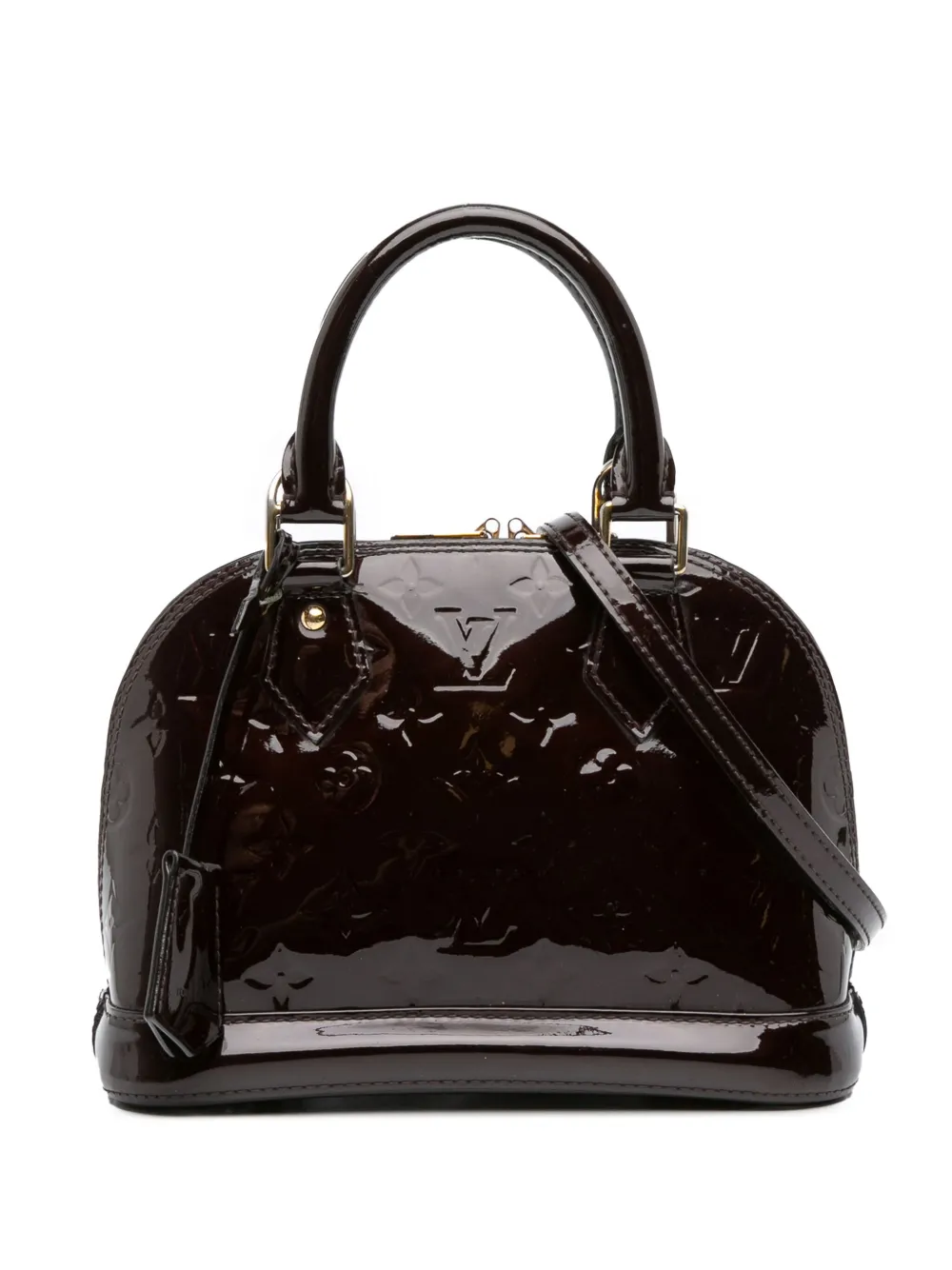 Pre-owned Louis Vuitton 2015 Monogram Vernis Alma Bb Satchel In Purple