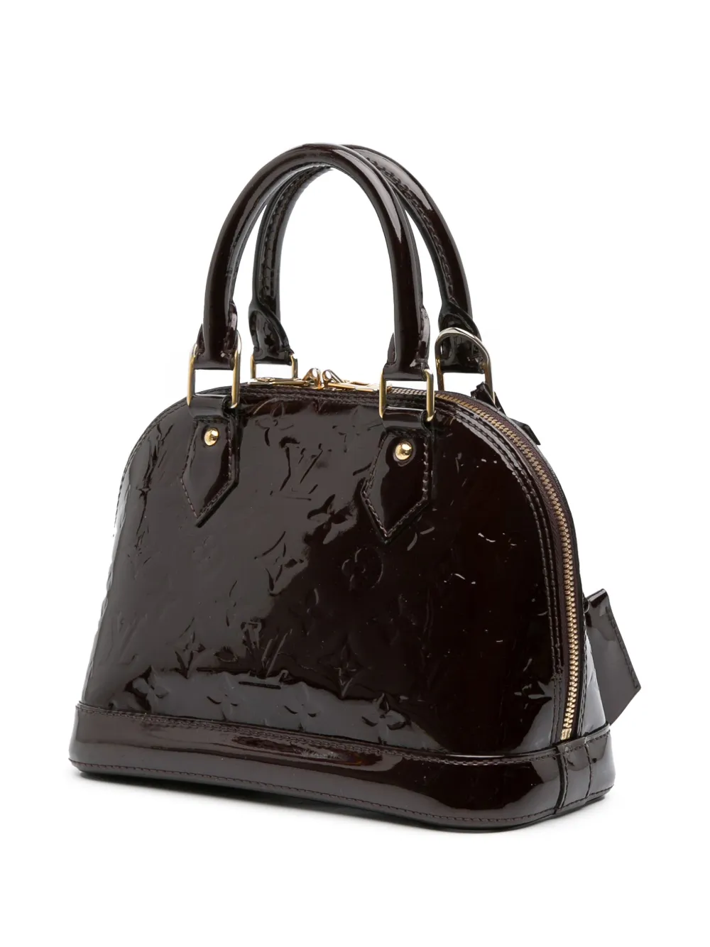 Pre-owned Louis Vuitton 2015 Monogram Vernis Alma Bb Satchel In Purple