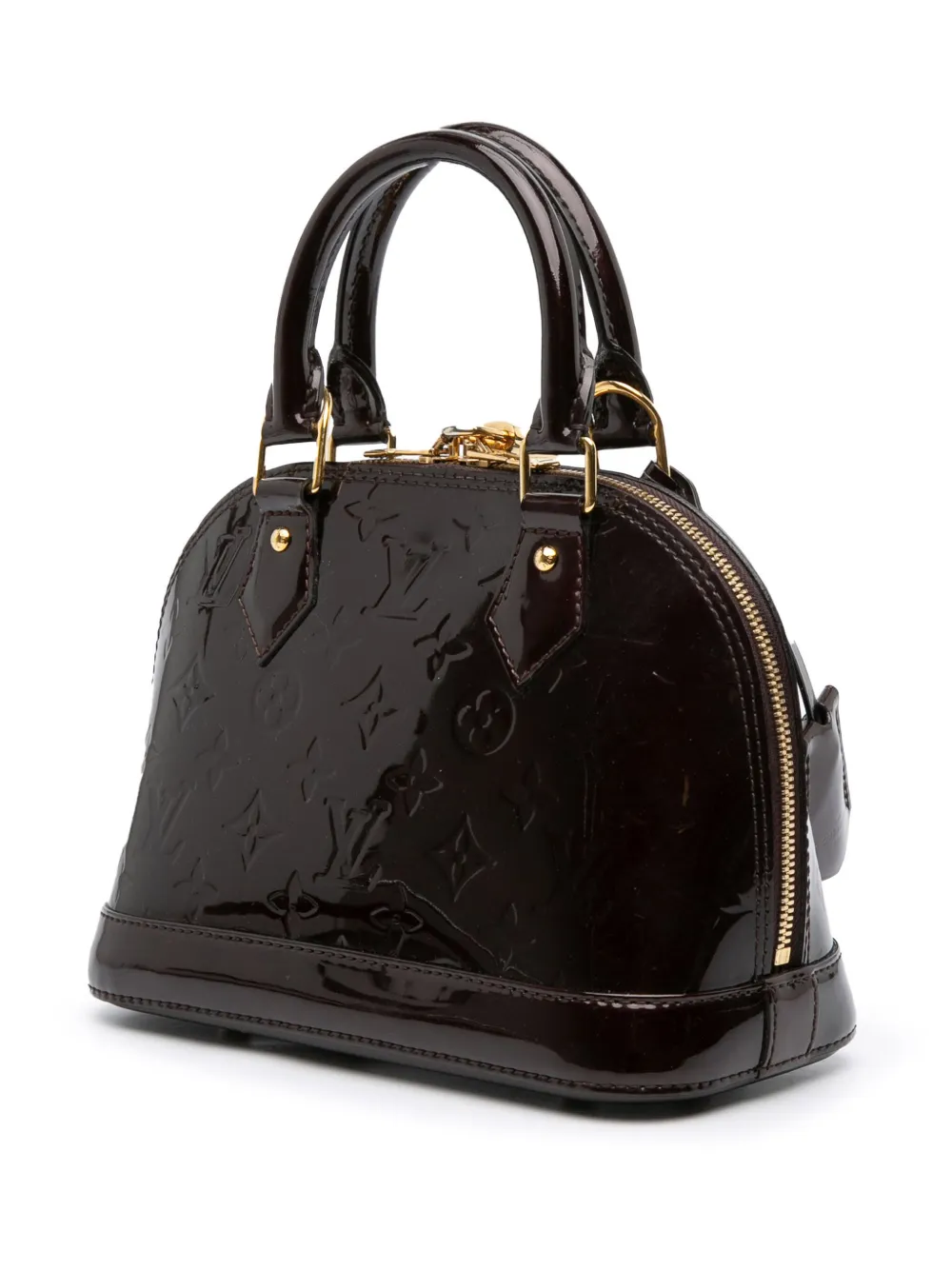 Pre-owned Louis Vuitton 2012 Monogram Vernis Alma Bb Satchel In Purple