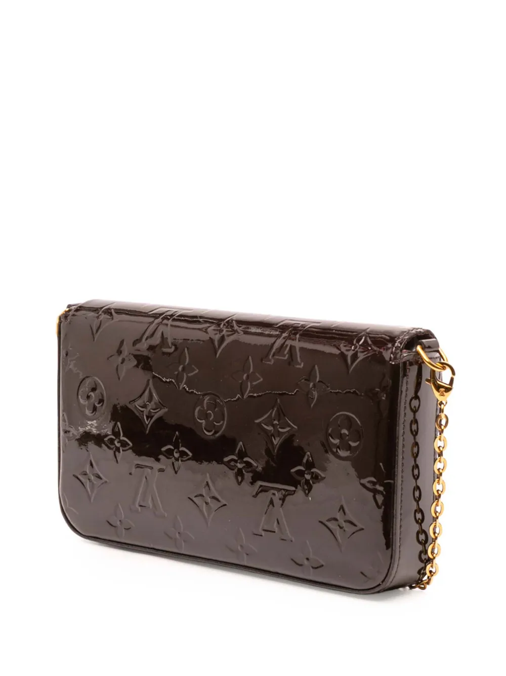 Pre-owned Louis Vuitton 2018 Monogram Vernis Pochette Felicie Crossbody Bag In Purple