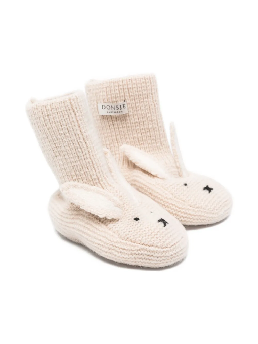 Donsje Rabbit-ear Knitted Booties In Neutral