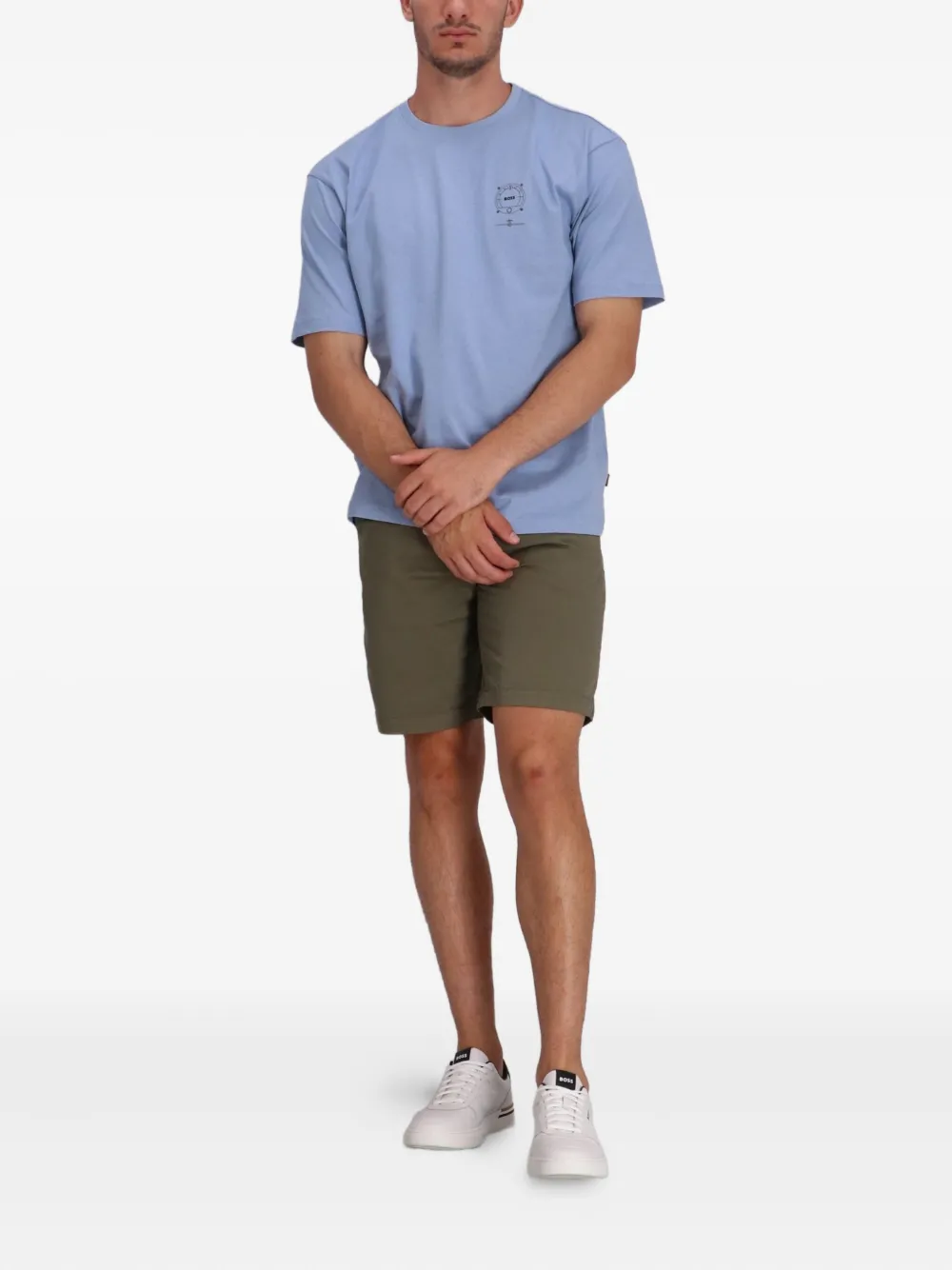 BOSS Katoenen T-shirt met grafische print - Blauw