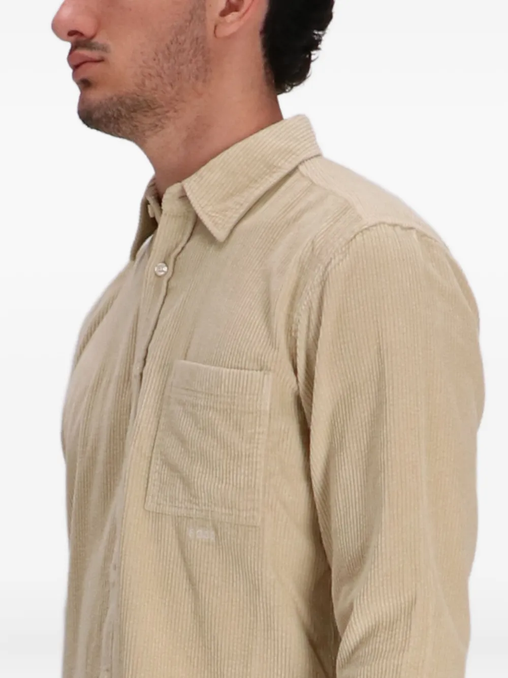 BOSS Overhemd met ribfluwelen zak Beige