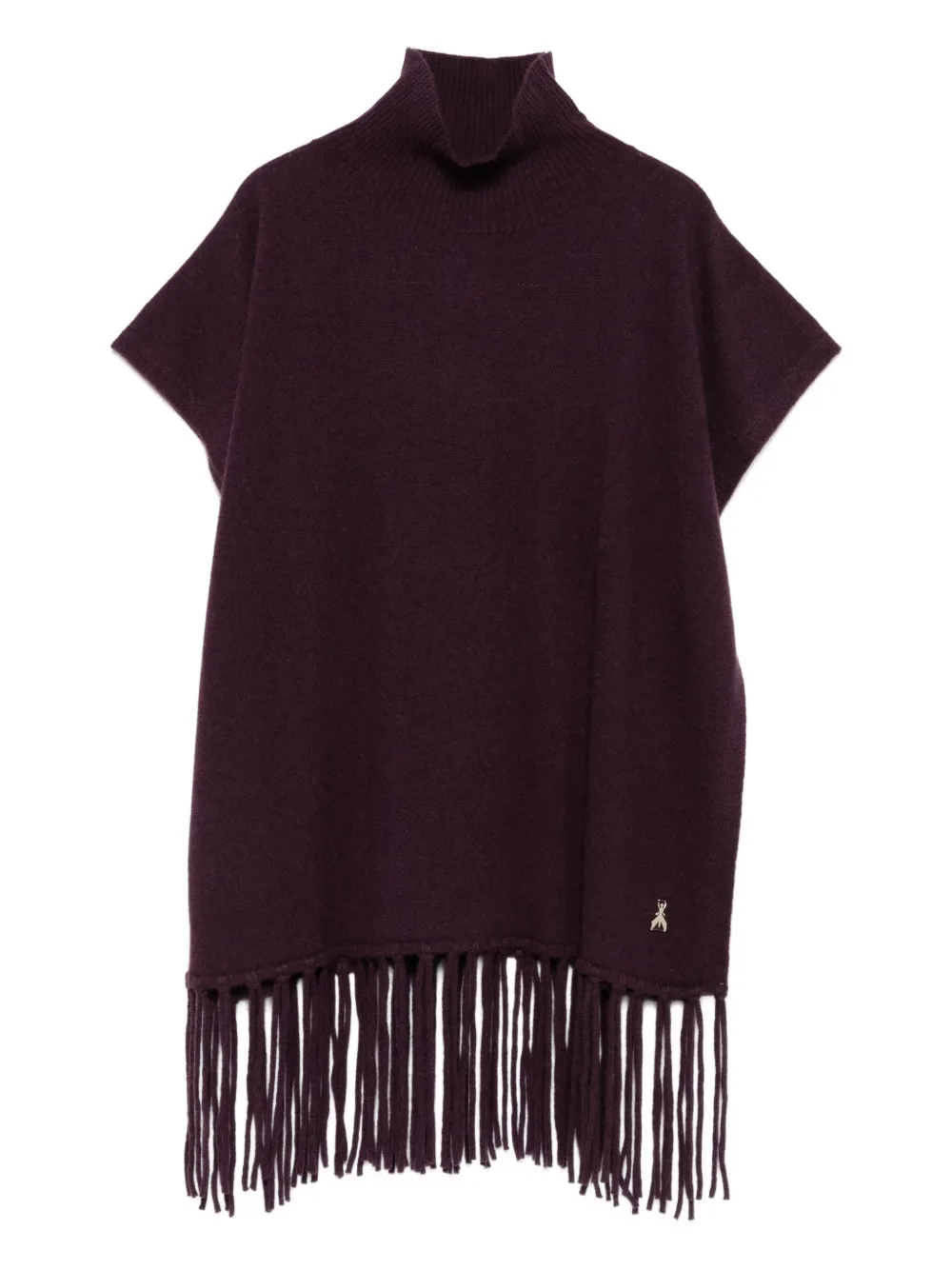 Patrizia Pepe Mock-neck Fringe Top In Burgundy