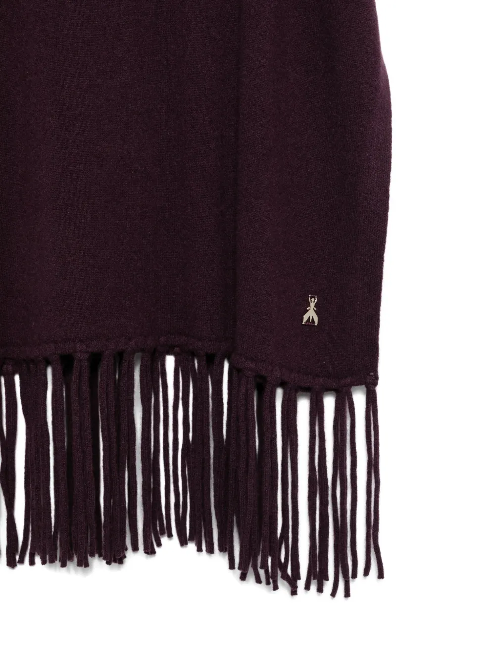 Patrizia Pepe Mock-neck Fringe Top In Burgundy