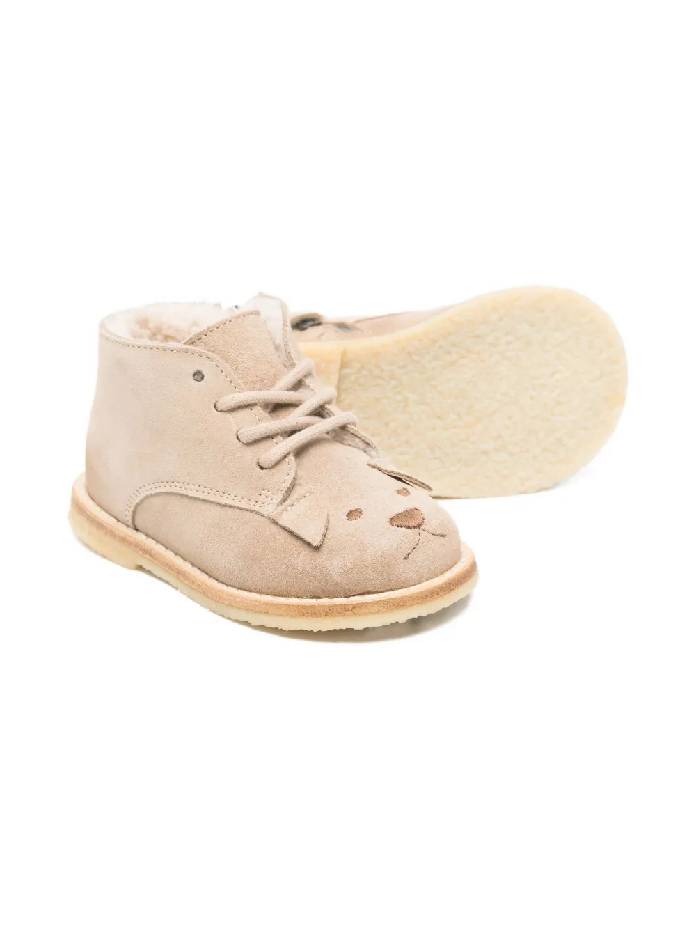 Bonpoint embroidered-dog boots Neutrals