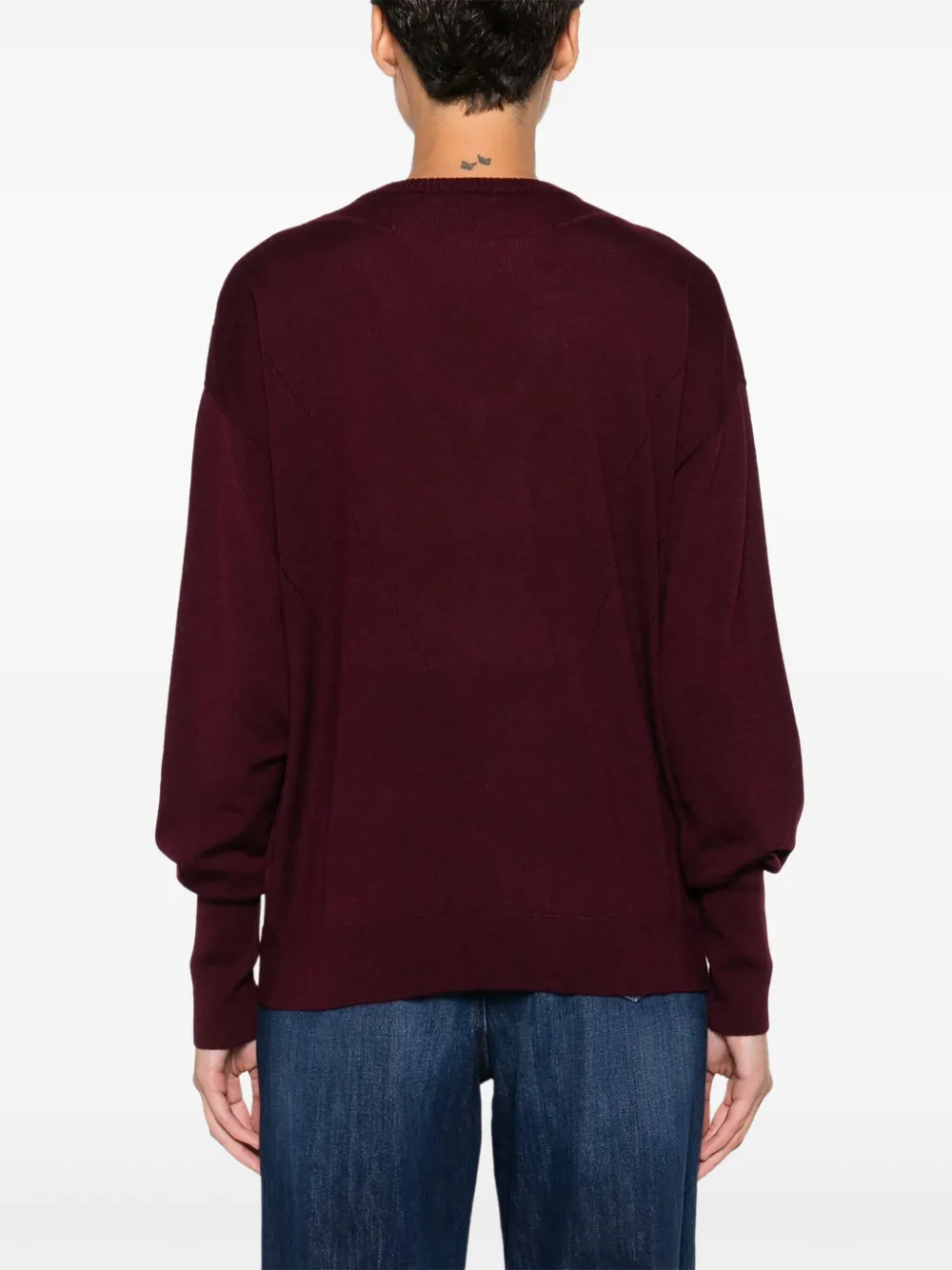 Patrizia Pepe Trui met V-hals en bij-verfraaiing Paars