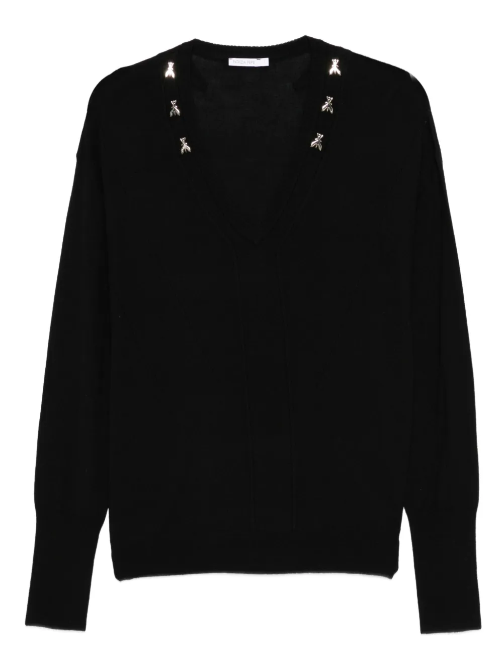 Patrizia Pepe embellished V-neck sweater - Nero