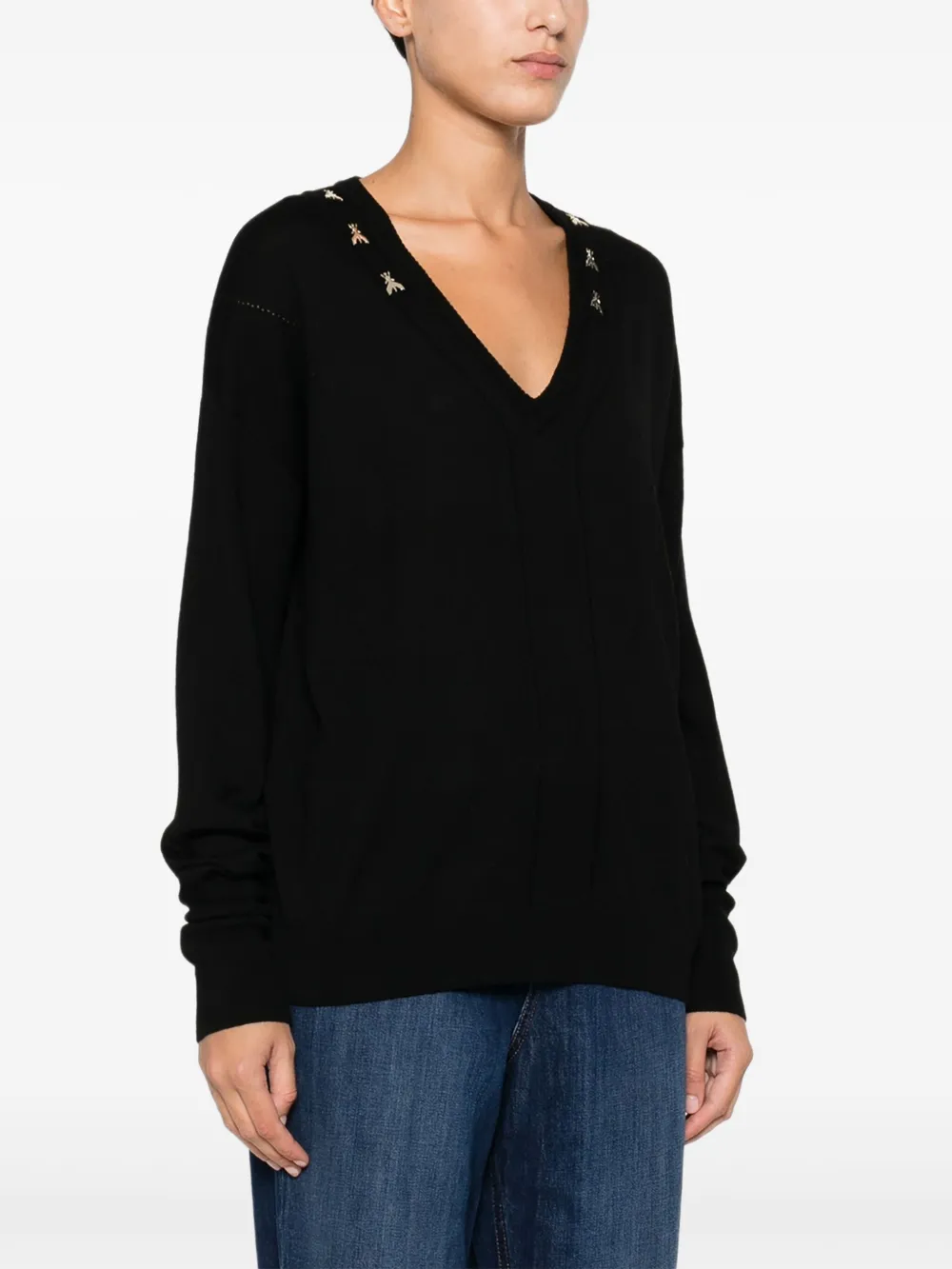 Patrizia Pepe Trui met pailletten Zwart