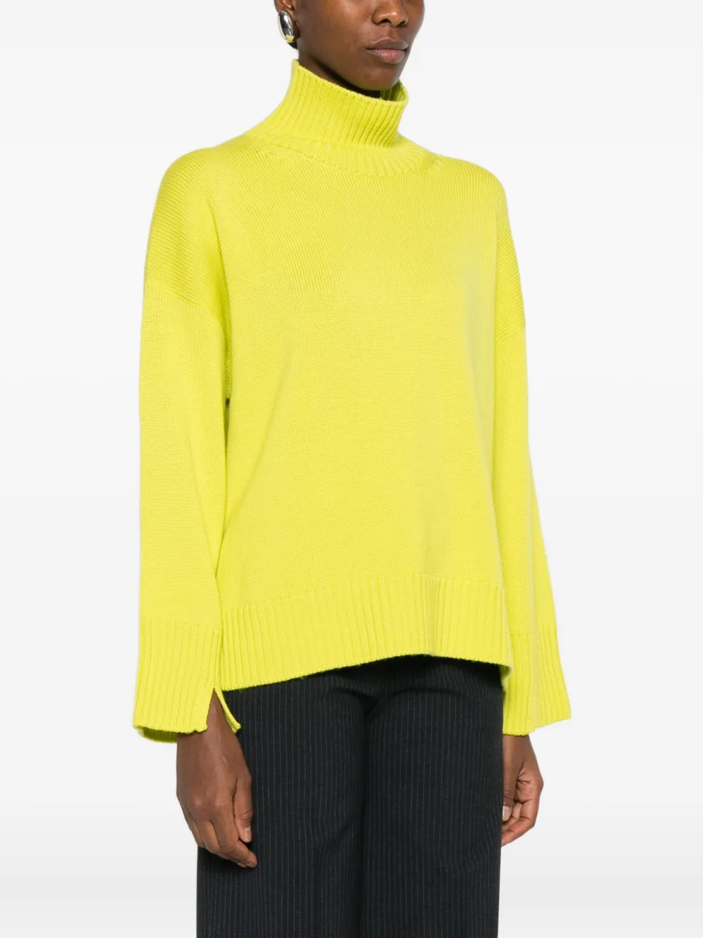 Scaglione High-neck Merino Sweater In Yellow