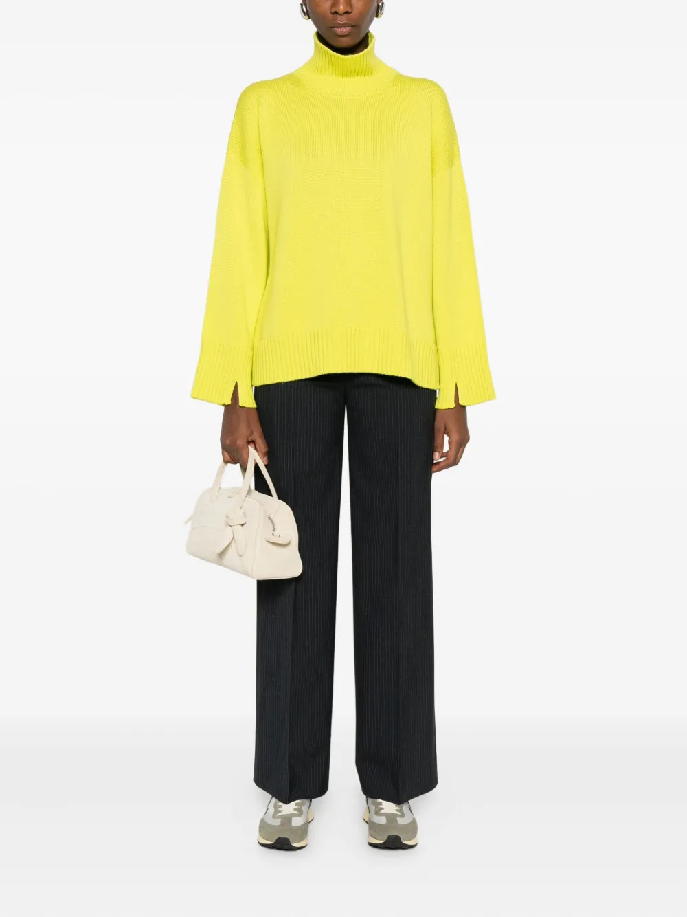 Scaglione High-neck Merino Sweater In Yellow