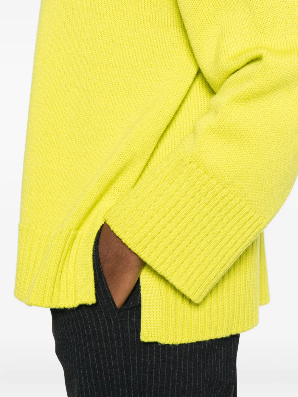 Scaglione High-neck Merino Sweater In Yellow