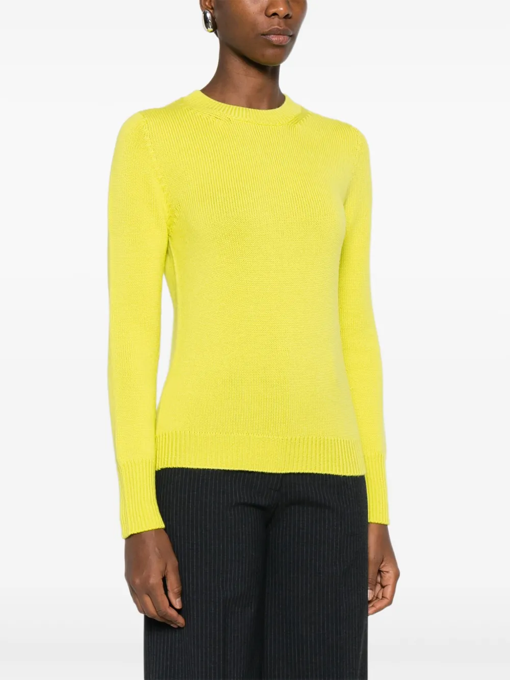 Scaglione Round-neck Merino Sweater In Yellow