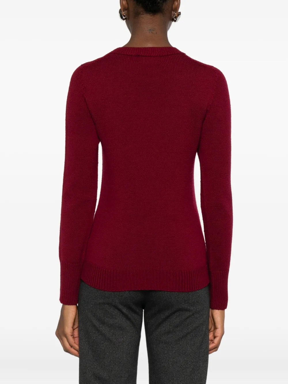 Scaglione Round-neck Merino Sweater In Burgundy