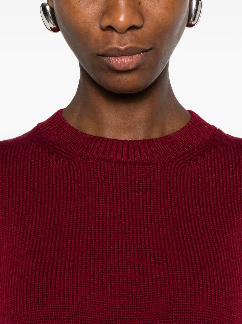 Scaglione Round-neck Merino Sweater In Burgundy