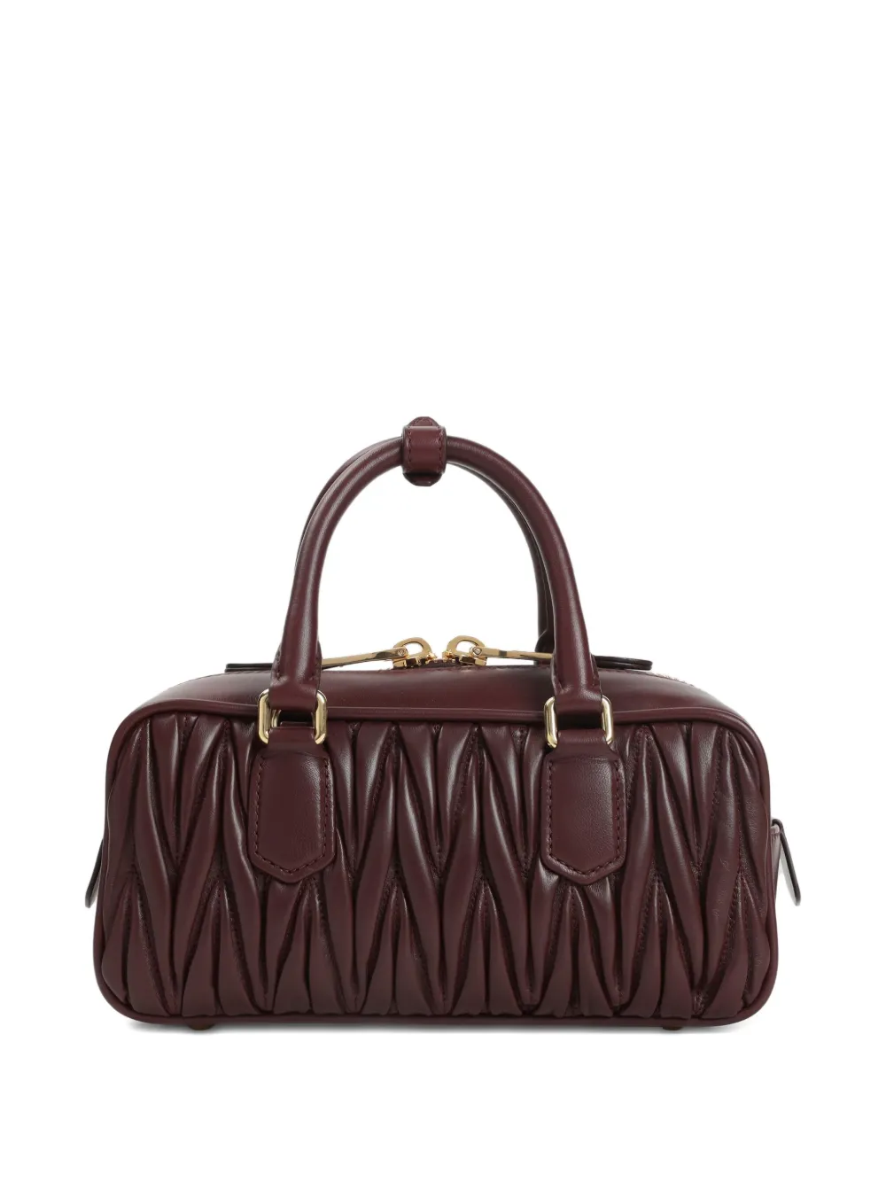Miu Miu Arcadie matelassé-quilted logo-plaque tote bag - Bruin