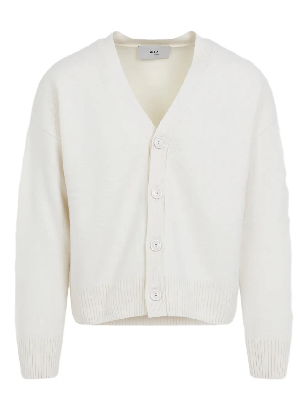 Ami Alexandre Mattiussi V-neck Cardigan With Ribbed Cuffs And Hem In White