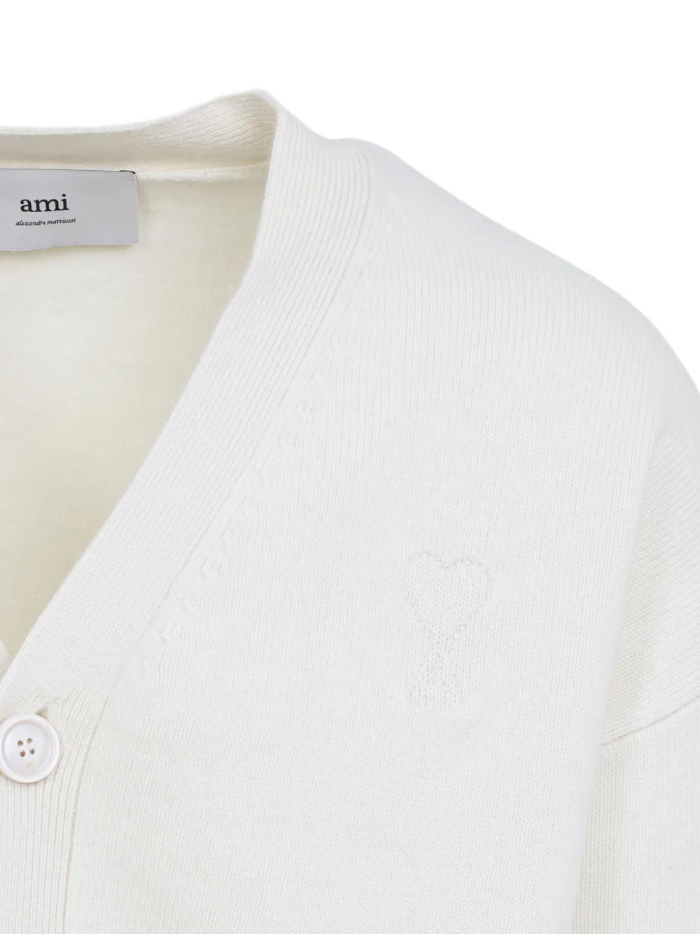 Ami Alexandre Mattiussi V-neck Cardigan With Ribbed Cuffs And Hem In White