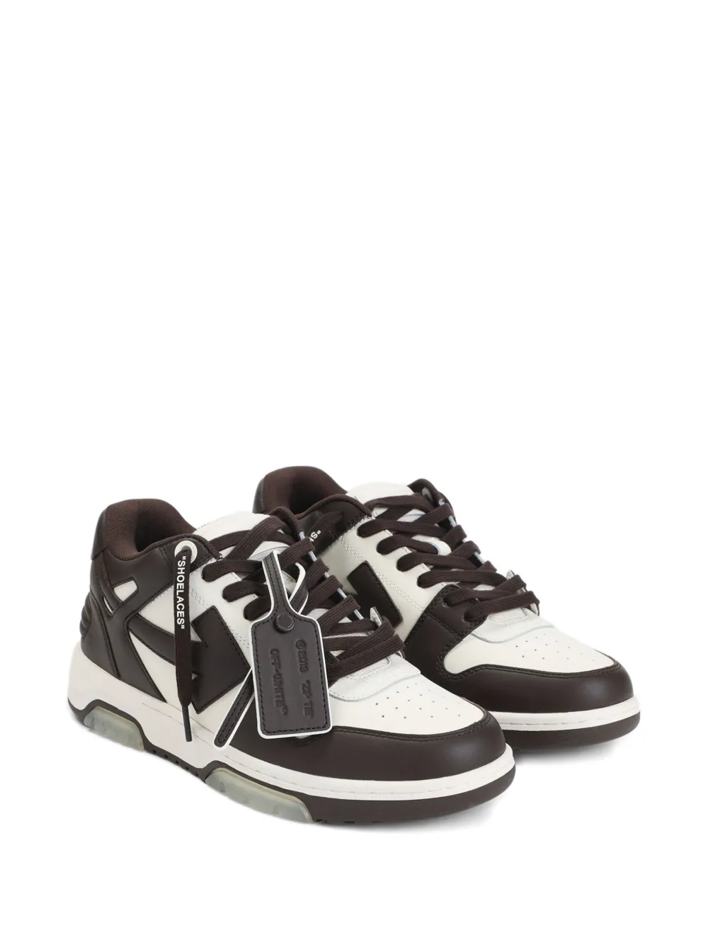 Off-White Our Of Office arrow-patch leather sneakers Brown
