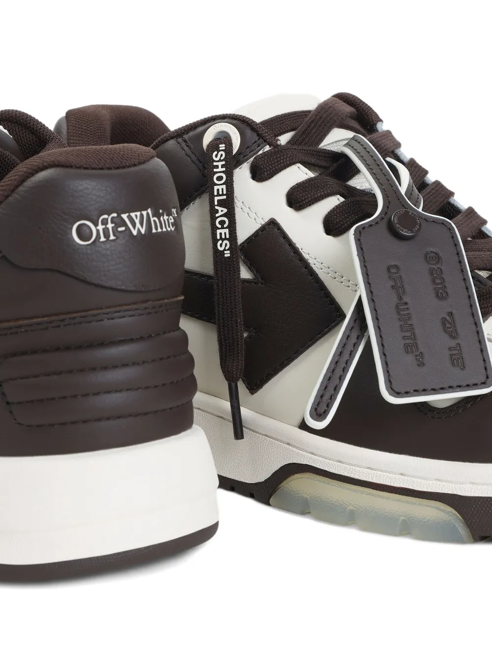 Off-White Our Of Office arrow-patch leather sneakers Brown