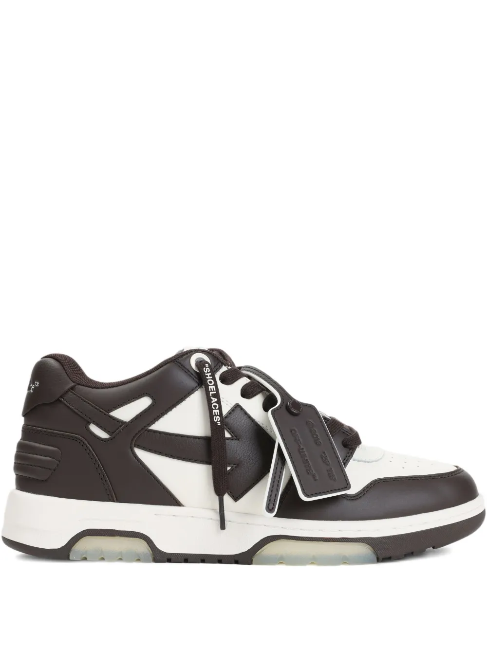 Off-White Our Of Office arrow-patch leather sneakers Brown