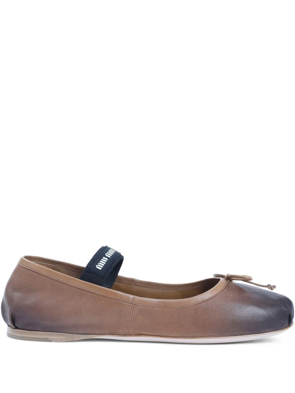 Miu bow-detail elastic-strap ballet flats Bruin