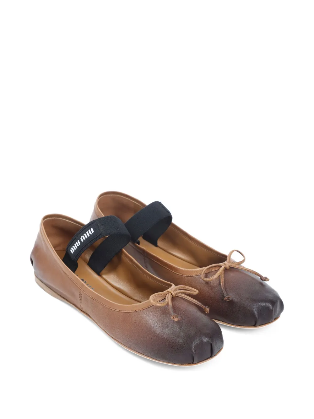 Miu Miu bow-detail elastic-strap ballet flats - Bruin