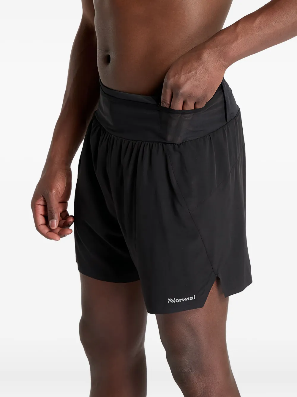 Nnormal Elastic-waistband Running Shorts In Black