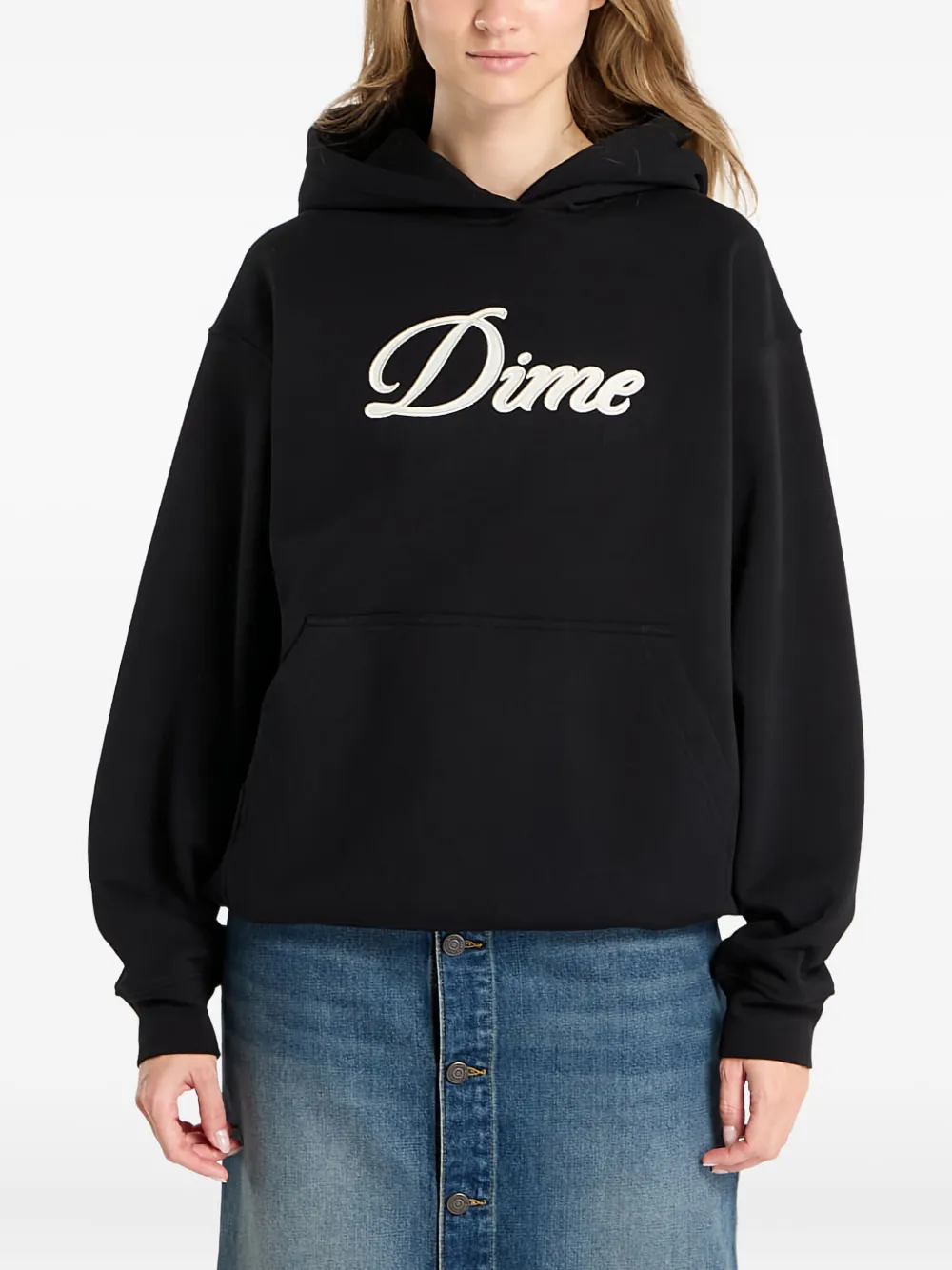 Dime Cursive Logo Hoodie In Black