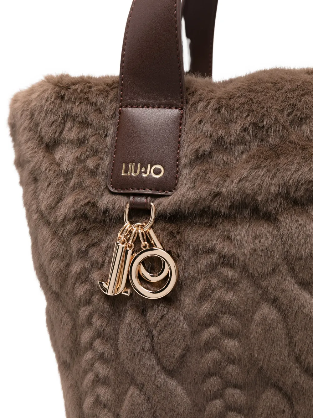 Liu •jo Hobo Cable-knit Teddy Shoulder Bag In Brown