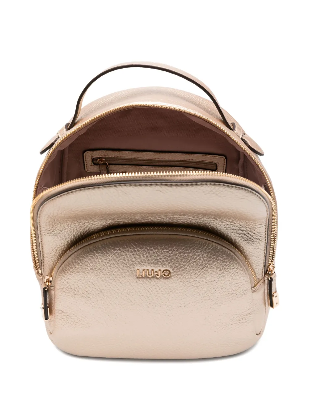 Liu •jo Logo-plaque Backpack In Gold