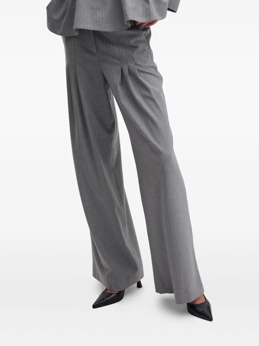 Remain Birger Christensen Pinstripe-oattern Pleated Trousers In Gray