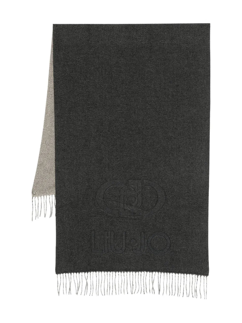 LIU JO logo-embroidered fringe scarf | Black | Image 1