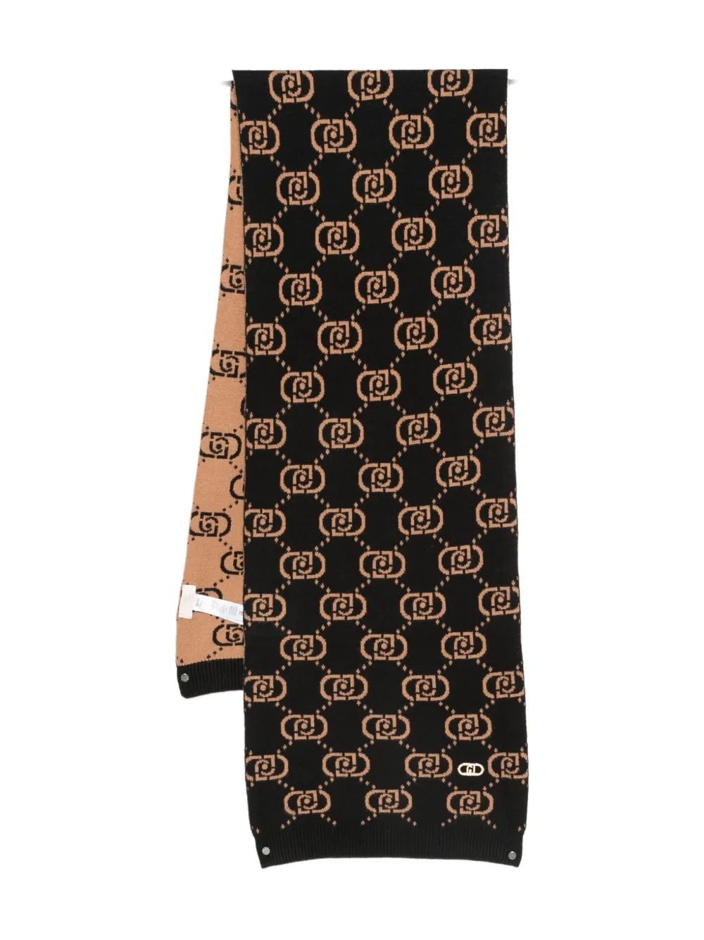 Liu •jo Monogram Knit Scarf In Black