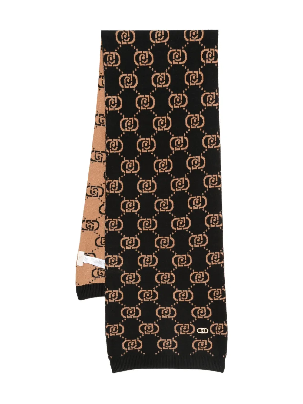 LIU JO monogram knit scarf | Black | Image 1