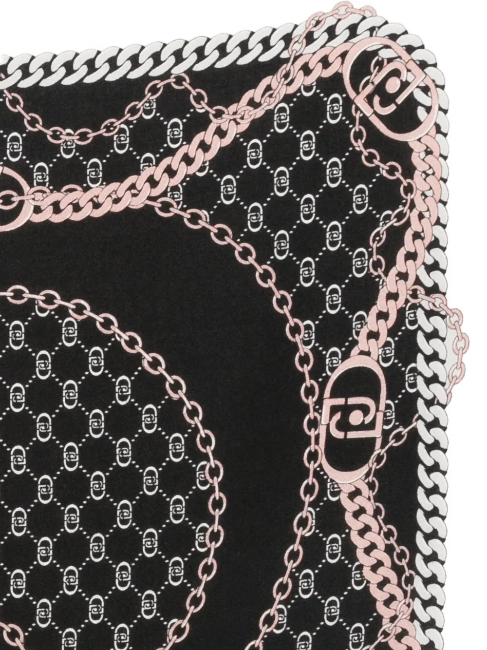 Liu •jo Catena Chain-print Square Scarf In Black