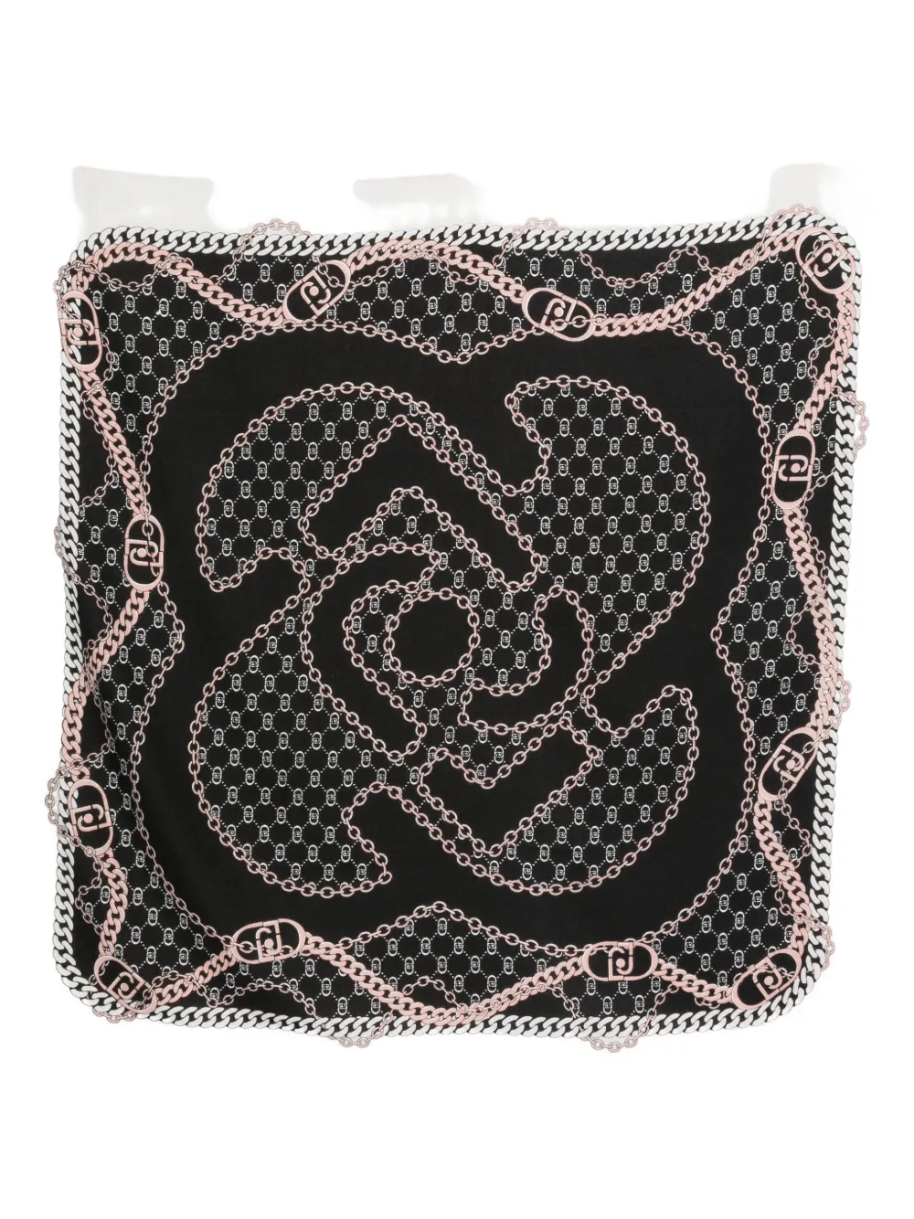 Liu •jo Catena Chain-print Square Scarf In Black