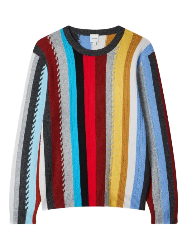 Paul Smith ストライプ ケーブルニット セーター | ブルー | FARFETCH JP