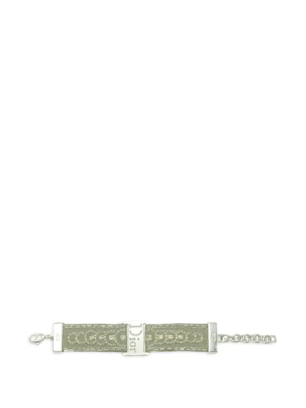 Dior Pre-owned 1990s Logo-embellished Strap Bracelet in Silver