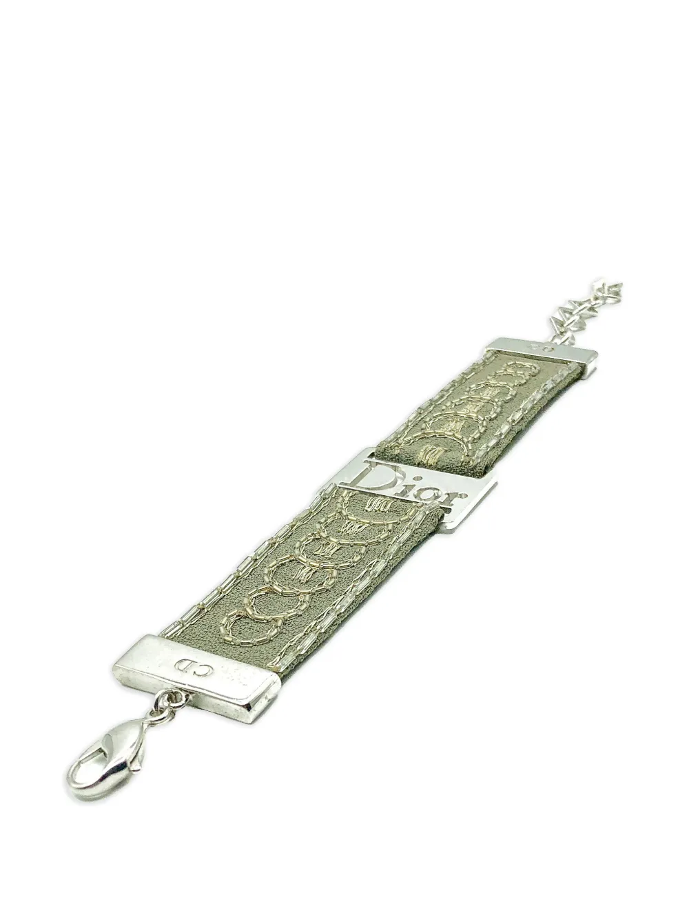 Dior Pre-owned 1990s Logo-embellished Strap Bracelet in Silver, view 3