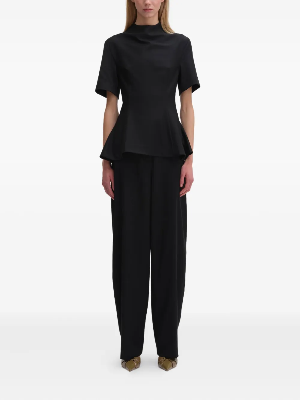 REMAIN peplum short-sleeve top - Zwart