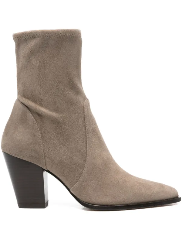 Stuart Weitzman 80mm Pointed-toe Sock Boots in Grey