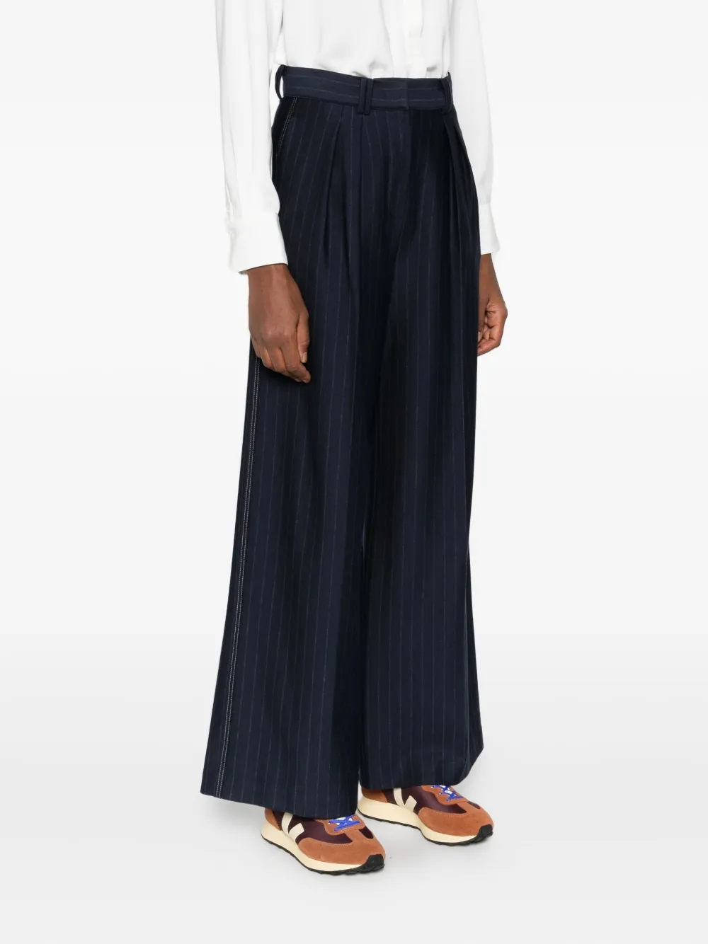  Max Mara Pinstripe-pattern Pleated Trousers - Blue 