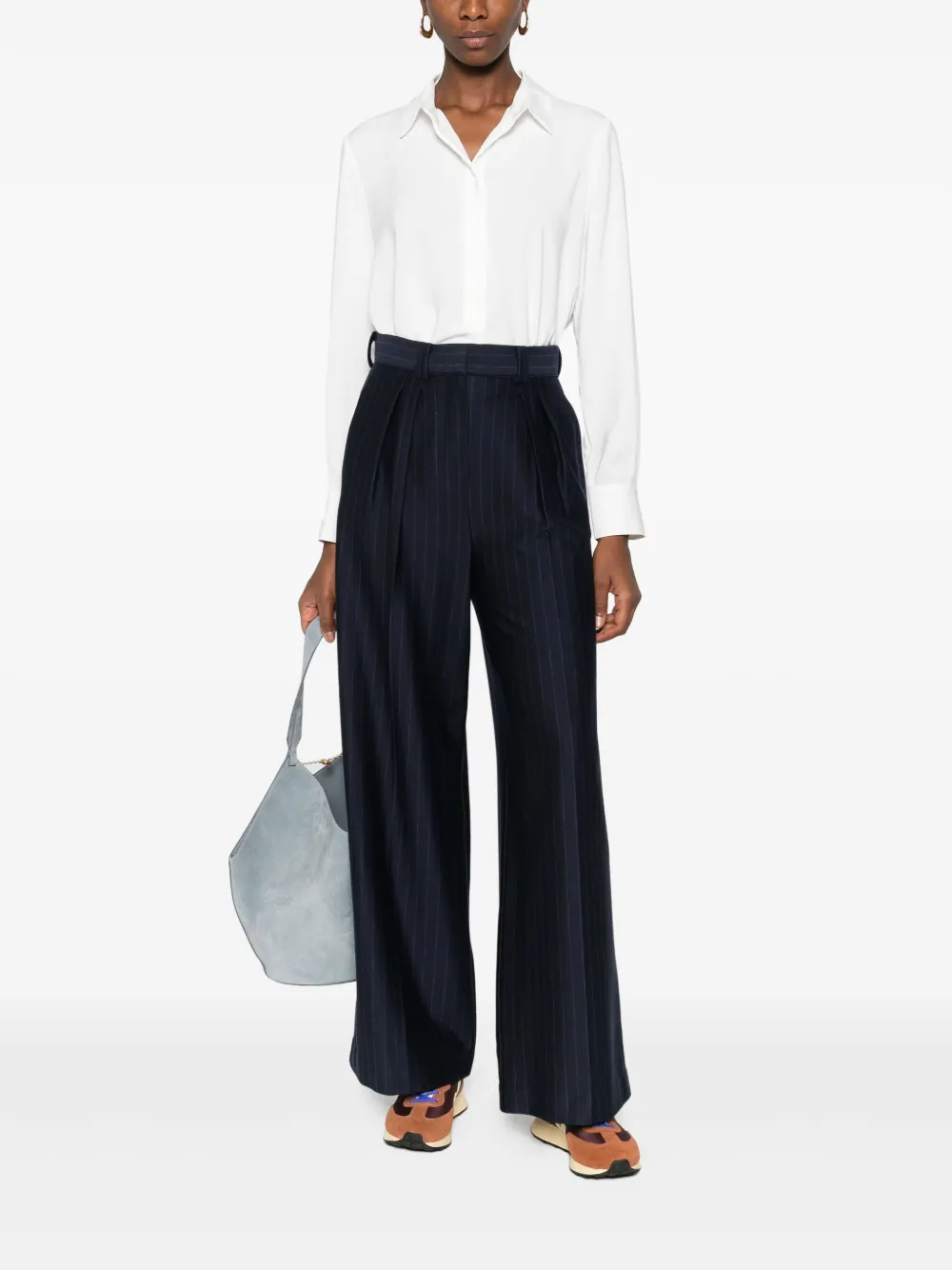  Max Mara Pinstripe-pattern Pleated Trousers - Blue 