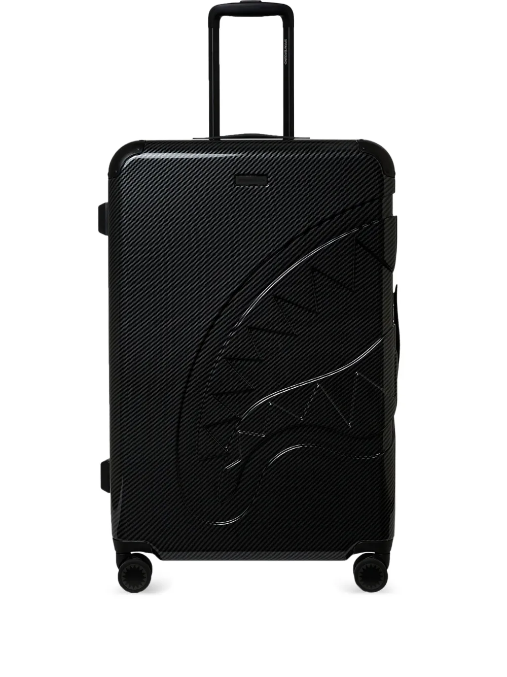 Sprayground Kid Shark-embossed Rolling Luggage In Black