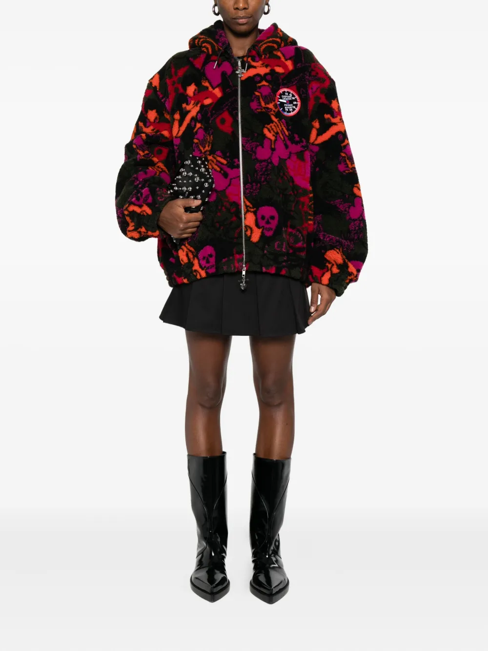 Chopova Lowena Skull-print Fleece Jacket In Black