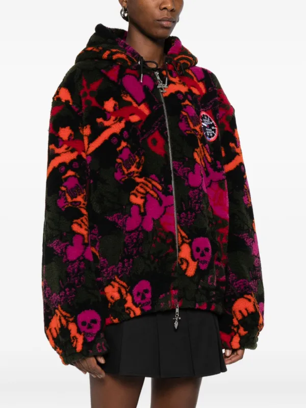 Chopova Lowena スカルプリント フリースジャケット | ブラック