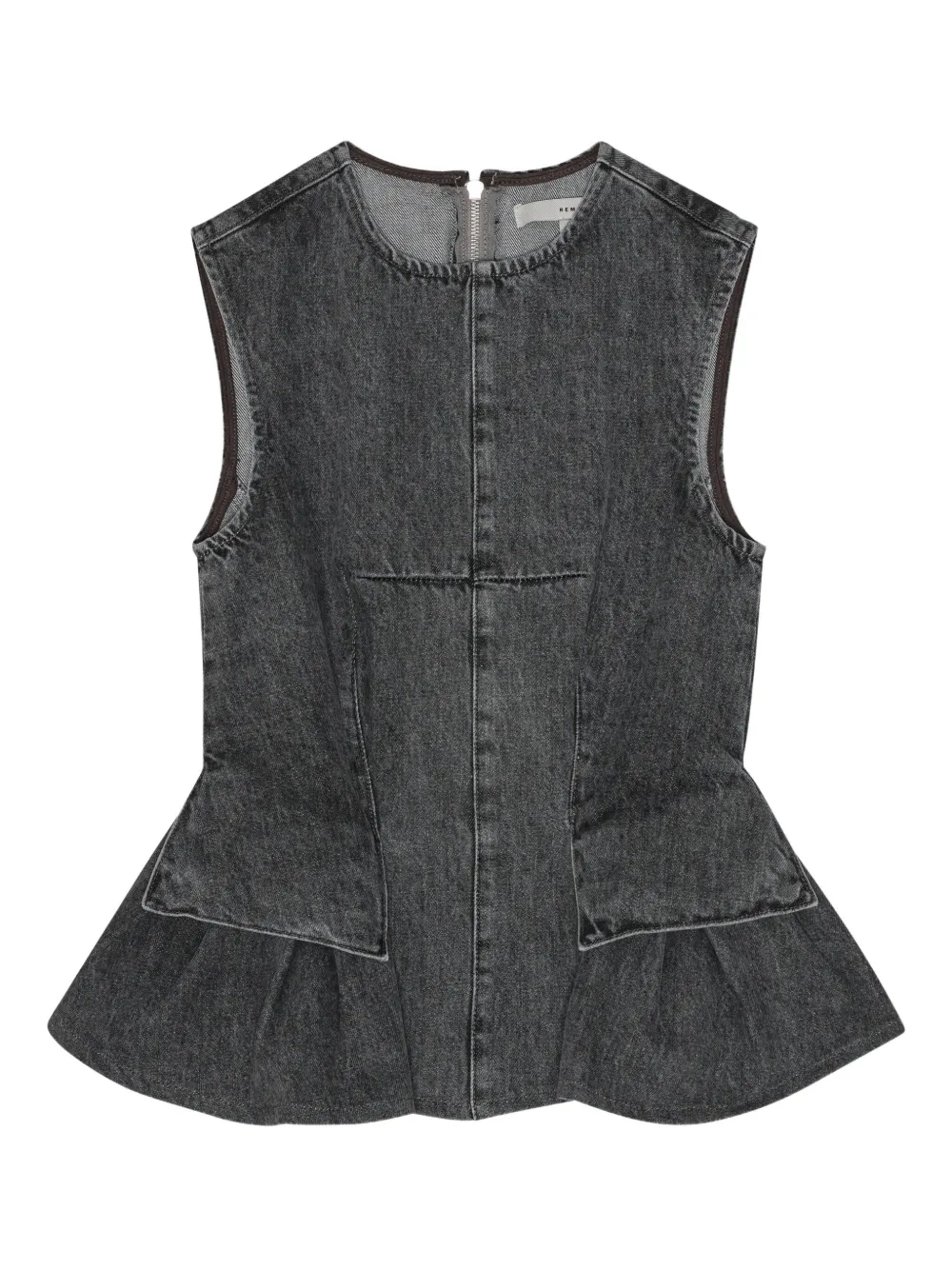 REMAIN peplum sleeveless denim top | Grey | Image 1